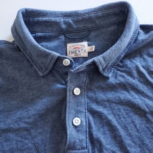 FAHERTY Movement Polo Mens Large Stretch Cotton Blue Short Sleeve Shirt